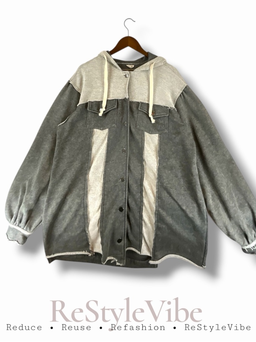 POL Women’s Size S Jacket Coat Sweatshirt Terry Oversized Fit Hoodie Snap Front